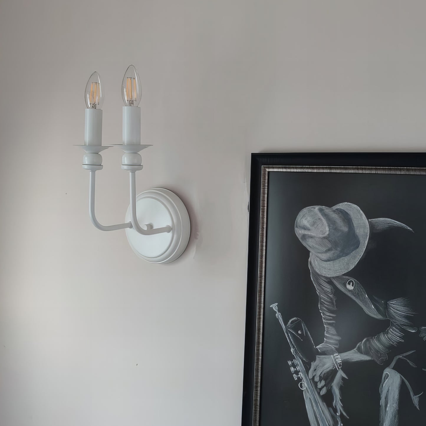 Модерен единичен аплик | Тип свещ | Стенна лампа | Метален | Б A 20 |