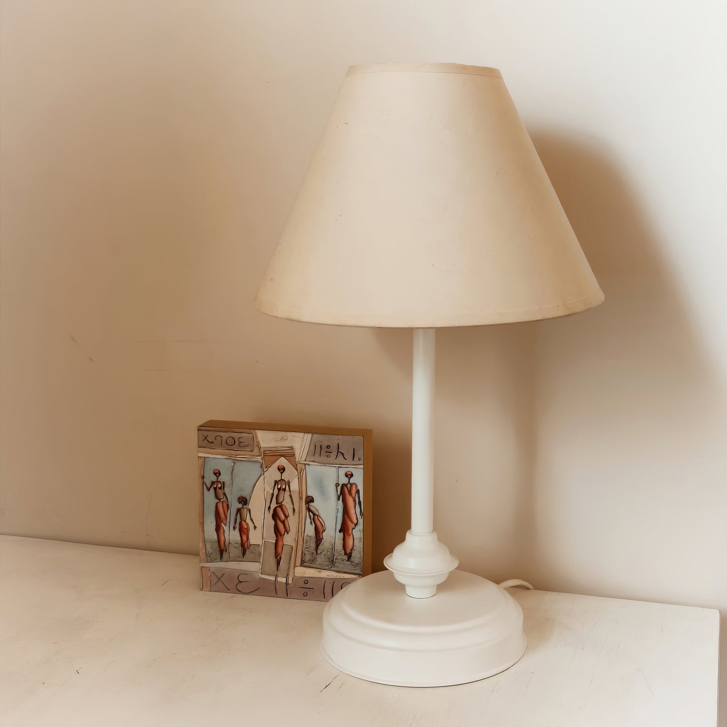 Kласическа метална нощна / настолна лампа | с включен текстилен абажур | Б НЛ 18 |