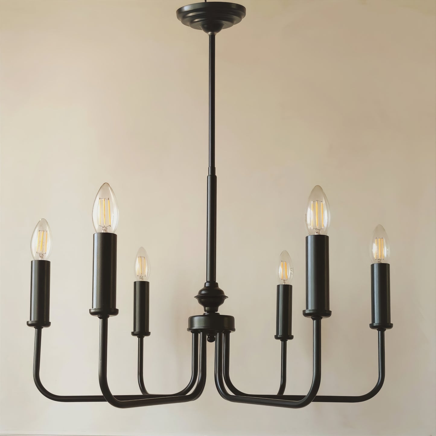 Модерен класически полилей | 6 рамена | висящ полилей | тип свещ | БЕЗ/С текстилни абажури| метален | ПO 19 |