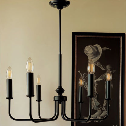 Модерен класически полилей | 6 рамена | висящ полилей | тип свещ | БЕЗ/С текстилни абажури| метален | ПO 19 |