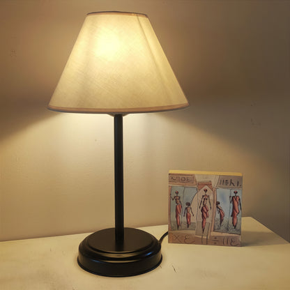 Класическа метална нощна/ настолна лампа | с включен текстилен абажур | Модерна лампа | Ч НЛ 10 |