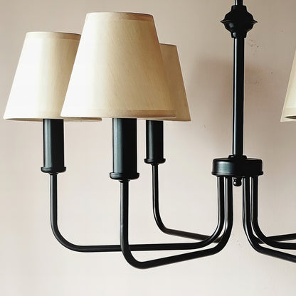 Модерен класически полилей | 6 рамена | висящ полилей | тип свещ | БЕЗ/С текстилни абажури| метален | ПO 19 |