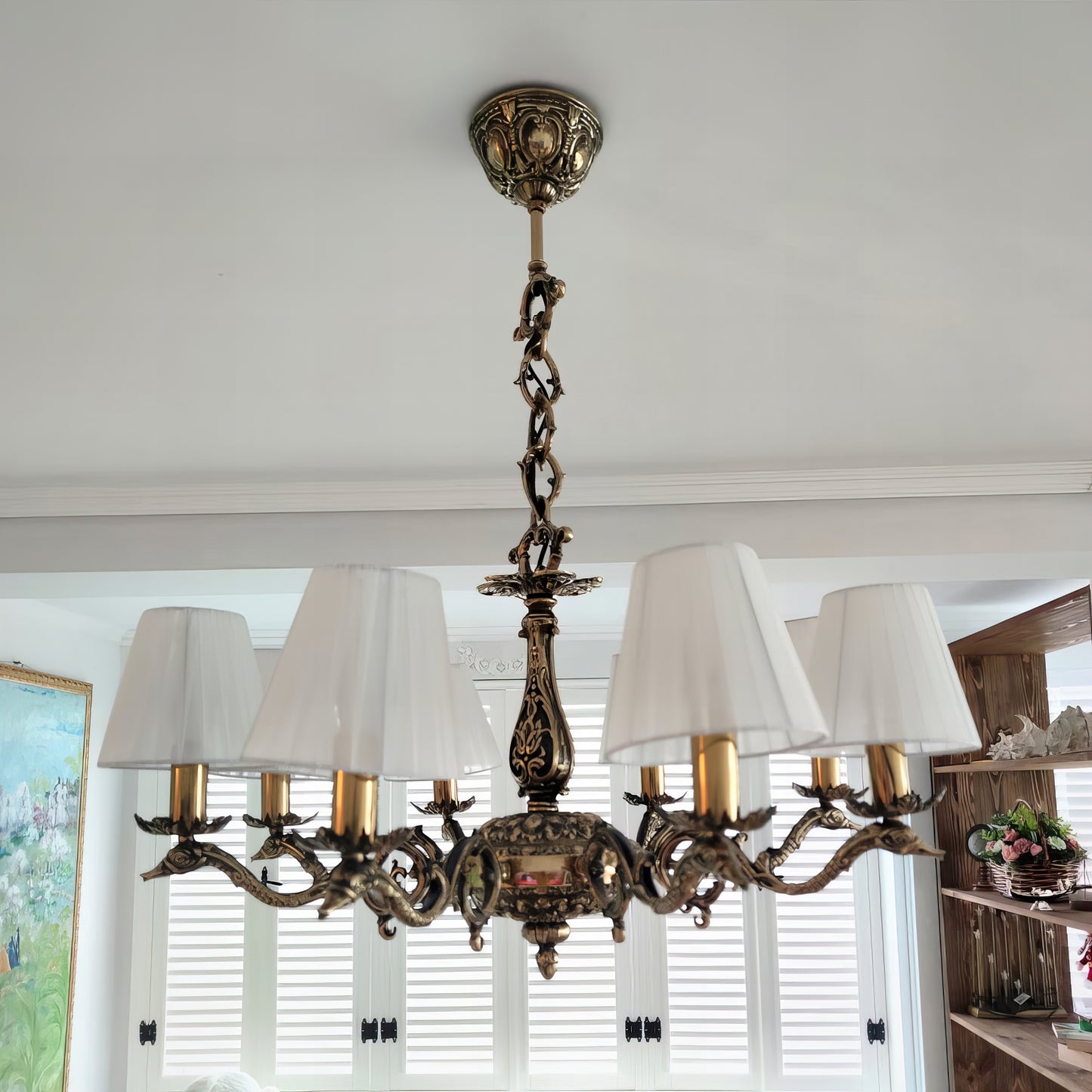 Луксозен старинен полилей | класически барок с 8 рамена | Mасивен месинг | тип свещ  | БЕЗ/С Абажури | ПO 31 |