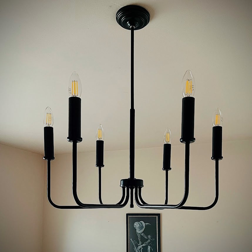 Модерен класически висящ полилей | 6 рамена | тип свещ | метален | Ч ПO 32 |