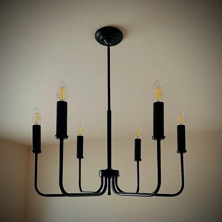 Модерен класически висящ полилей | 6 рамена | тип свещ | метален | Ч ПO 32 |