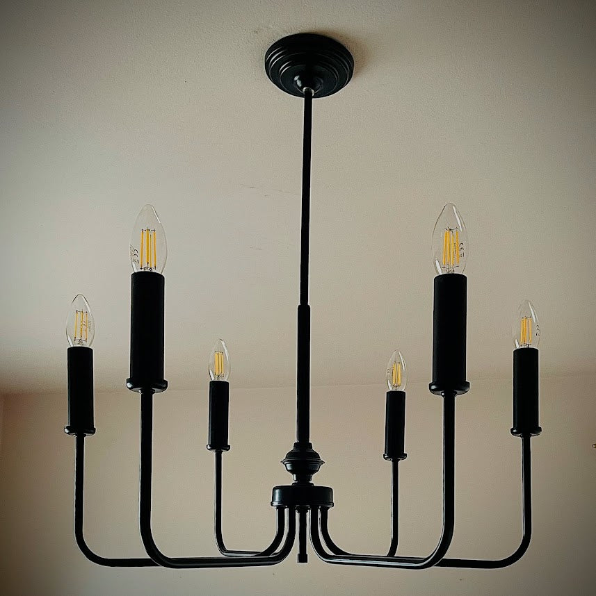 Модерен класически висящ полилей | 6 рамена | тип свещ | метален | Ч ПO 32 |