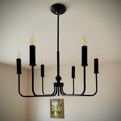 Модерен класически полилей | 6 рамена | висящ полилей | тип свещ | БЕЗ/С текстилни абажури| метален | ПO 19 |