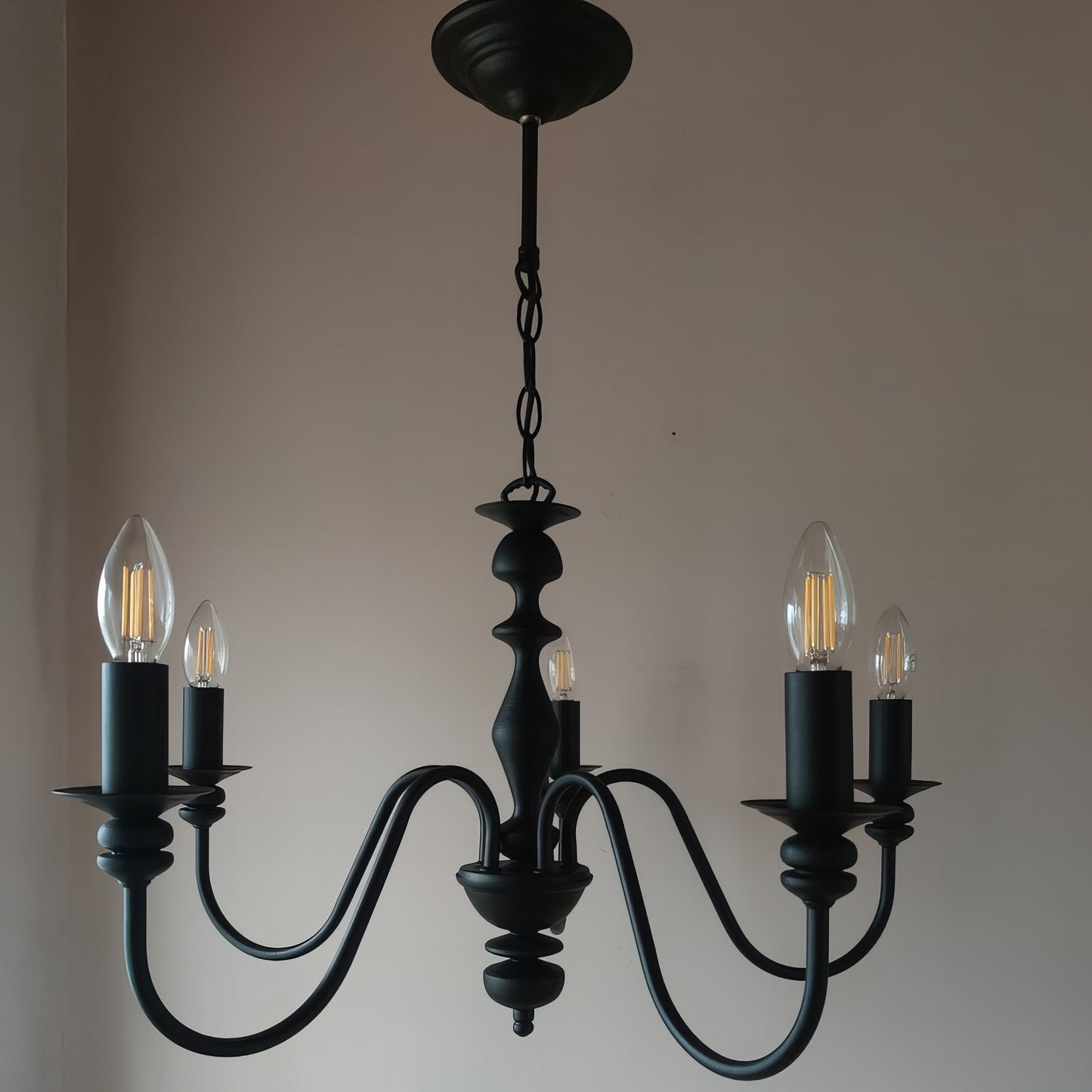 Класически полилей | 5 рамена  | БЕЗ/С текстилни абажури | тип свещ | Ч ПO 13 |