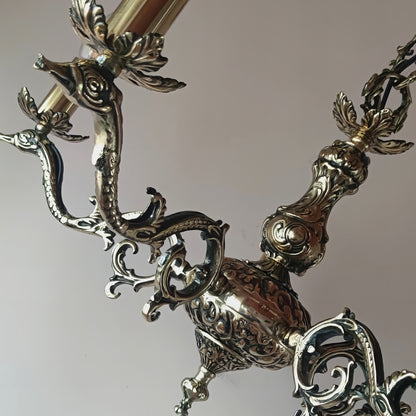 Старинен луксозен бароков полилей | лят месинг с 5 рамена | тип свещ | БЕЗ/С Абажур | ПO 15 |