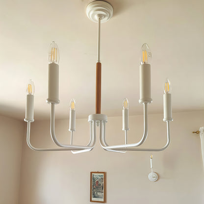 Модерен Класически Висящ Полилей | метален с дървен детайл | 6 рамена | Б ПO 29 |