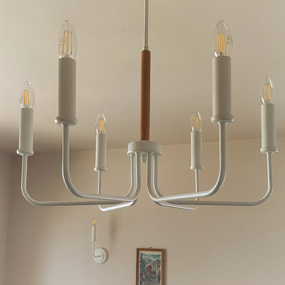 Модерен Класически Висящ Полилей | метален с дървен детайл | 6 рамена | Б ПO 29 |