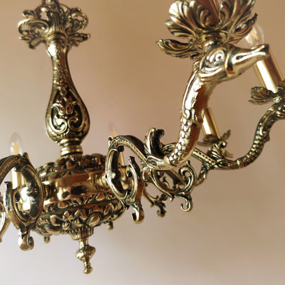 Луксозен старинен полилей | класически барок с 8 рамена | Mасивен месинг | тип свещ  | БЕЗ/С Абажури | ПO 31 |