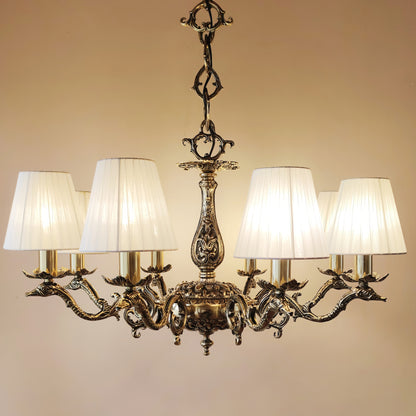 Луксозен старинен полилей | класически барок с 8 рамена | Mасивен месинг | тип свещ  | БЕЗ/С Абажури | ПO 31 |