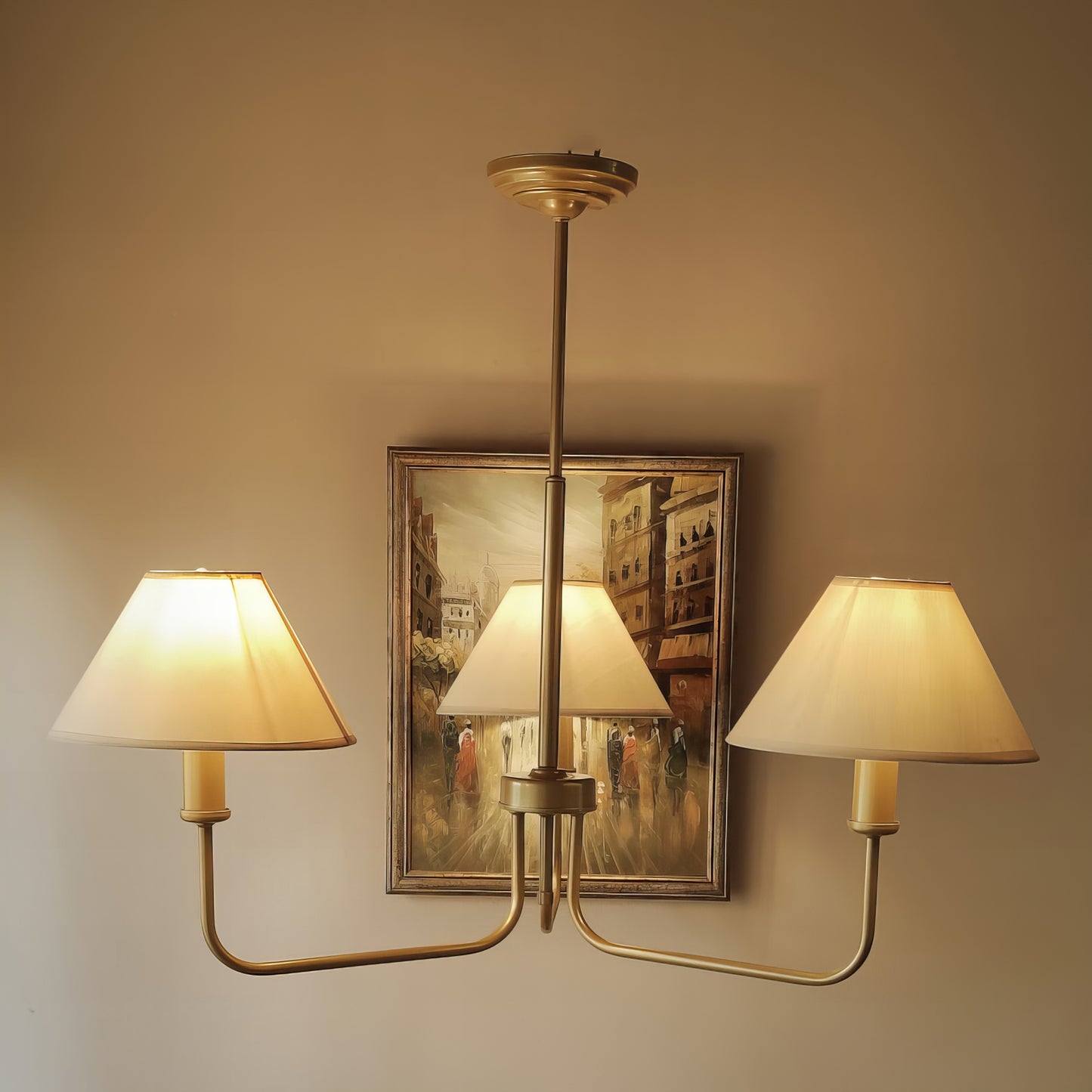 Модерен полилей  с текстилни абажури | 3 рамена | З ПO 48 |